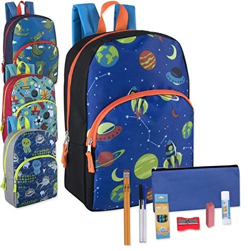 Detachable Travel Bag Shoulder Straps in Beige with Cushioned Pads24 Pack Bulk Backpacks with School Supplies, 15 Inch Preassembled Backpacks with Essential School Supply Kit for Grades K-8 (Boys) Detachable Travel Bag Shoulder Straps in Beige with Cushioned Pads24 Pack Bulk Backpacks with School Supplies, 15 Inch Preassembled Backpacks with Essential School Supply Kit for Grades K-8 (Boys)
