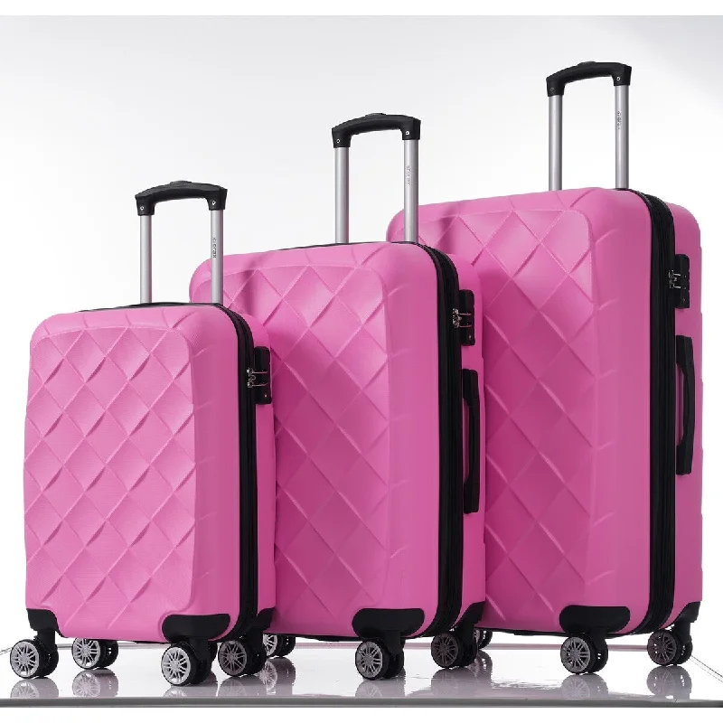 Adjustable Luggage Straps in Pink with Reflective Stripes for Night Travel3-Piece Luggage Set Suitcase Set, ABS Hard Shell Lightweight Expandable Travel Luggage with TSA Lock & Spinner Wheels, Pink Adjustable Luggage Straps in Pink with Reflective Stripes for Night Travel3-Piece Luggage Set Suitcase Set, ABS Hard Shell Lightweight Expandable Travel Luggage with TSA Lock & Spinner Wheels, Pink