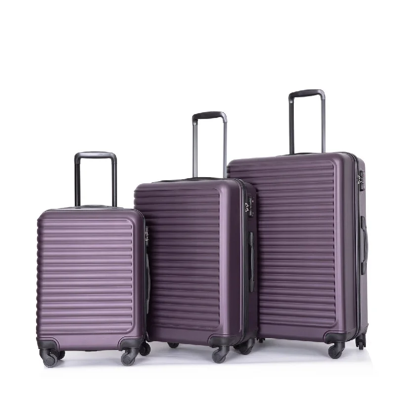 Travel Shoe Bags in Polyester with Ventilation Holes in Khaki3Pcs Purple Luggage Sets Lightweight Suitcase with TSA Lock Travel Shoe Bags in Polyester with Ventilation Holes in Khaki3Pcs Purple Luggage Sets Lightweight Suitcase with TSA Lock