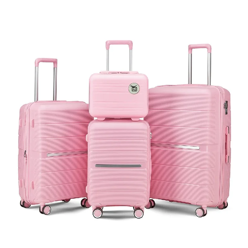 Travel Bag ID Card Holders in Clear Vinyl with Lanyards4 Pcs Luggage Set(14/20/24/28) PP Lightweight Expandable Suitcase Travel Bag ID Card Holders in Clear Vinyl with Lanyards4 Pcs Luggage Set(14/20/24/28) PP Lightweight Expandable Suitcase