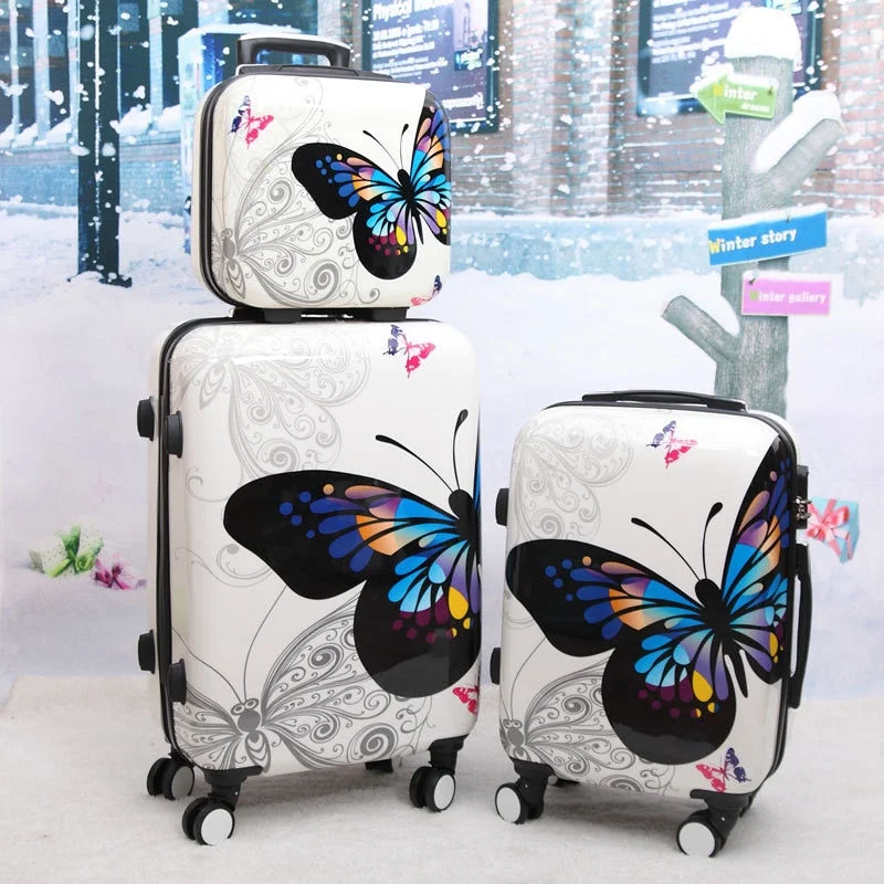 Anti - Theft Crossbody Travel Bags with RFID Protection in Gray for City TripsBeasumore Women Butterfly Abs Rolling Luggage Set Trolley Suitcase Wheels High Quality 12 20 24