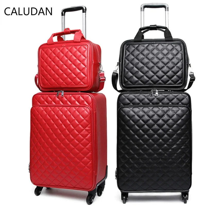 Waterproof Travel Duffel Bag Covers in Black for Protecting Your LuggageCaludan Women 'S Waterproof Pu Leather Travel Rolling Luggage Suitcase Bag Trolley Case Set, New Waterproof Travel Duffel Bag Covers in Black for Protecting Your LuggageCaludan Women 'S Waterproof Pu Leather Travel Rolling Luggage Suitcase Bag Trolley Case Set, New