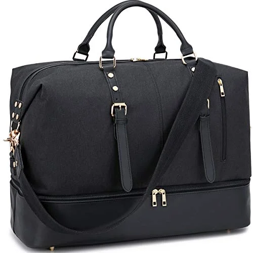 Anti - Theft Crossbody Travel Bags with RFID Protection in Gray for City TripsCanvas Overnight Bag Oversized Travel Duffel Leather for Men and Women Weekender Tote (Black-D) Anti - Theft Crossbody Travel Bags with RFID Protection in Gray for City TripsCanvas Overnight Bag Oversized Travel Duffel Leather for Men and Women Weekender Tote (Black-D)