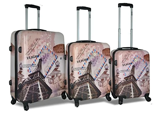 Women's Travel - Friendly Backpack Rain Covers in Transparent MaterialDejuno 3-Piece Printed Lightweight Hardside Spinner Upright Hard Case Luggage Set - Paris Stamp Women's Travel - Friendly Backpack Rain Covers in Transparent MaterialDejuno 3-Piece Printed Lightweight Hardside Spinner Upright Hard Case Luggage Set - Paris Stamp