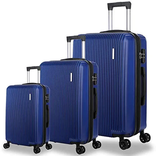 Dfavors 3 Pieces Expandable Luggage Set Abc Hardside Spinner Set Lightweight Carry On Suitcase