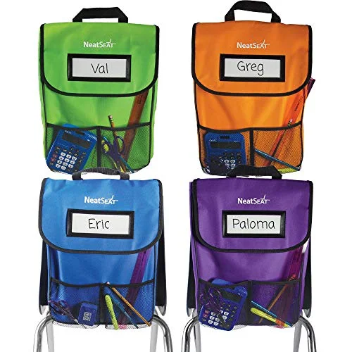 Compact Travel Umbrella Pouches in Navy Blue for Easy StorageEAI Education NeatSeat Classroom Chair Organizer | Oversized Name-Tag Card, Dual Inner Pockets, One of Each Color: Blue, Lime Green, Orange, Purple, 16" x 12" with 1 1/2" Gusset, Set of 4