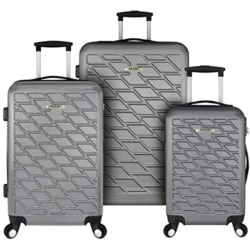 Foldable Travel Laundry Bags in Floral Print for Keeping Clothes OrganizedElite Luggage Ocean 3-Piece Lightweight Luggage Set, Grey