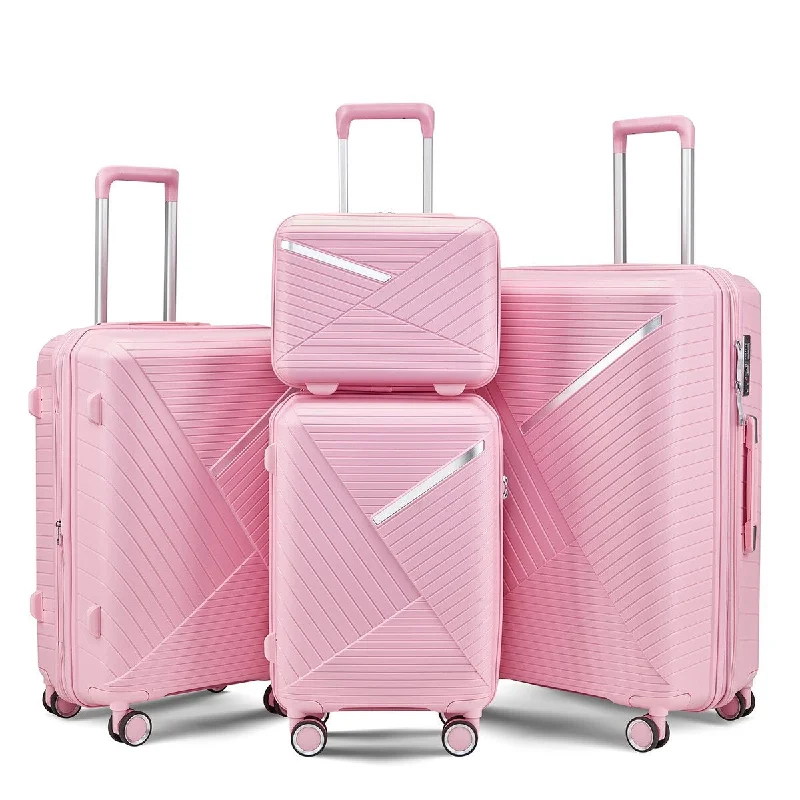 Expandable Travel Toiletry Bags in Clear Plastic for Easy Airport ScreeningExpandable Lightweight Luggage Sets 4 Piece Sets(14/20/24/28)