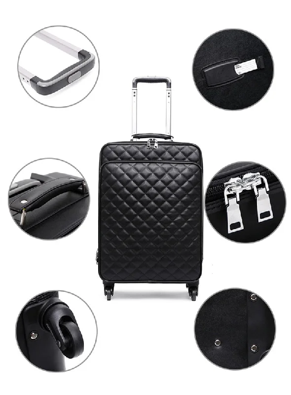 Women's TSA - Approved Luggage Locks in Rose Gold for Secure TravelFashion High Quality Women Spinner Rolling Luggage Set 24" Inch Lady'S Cabin Trolley Bag Leather