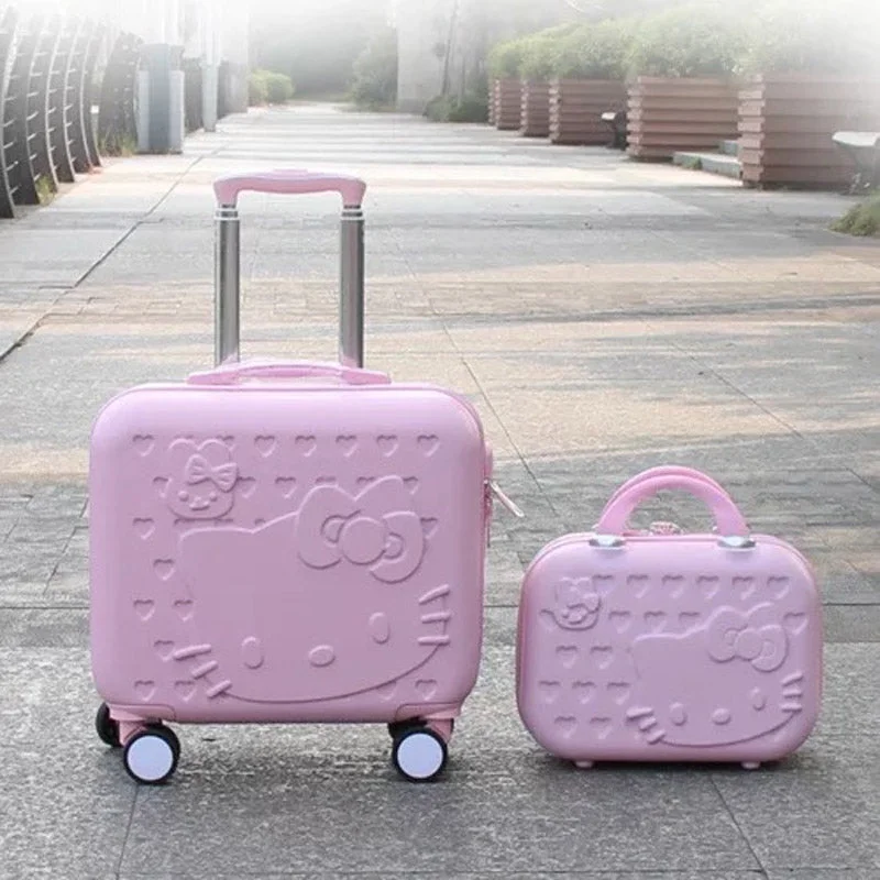 Women's Travel Makeup Bags with Mirror in Pink and BlackHello Kitty Luggage Bag,Kids Lovely Suitcase Set,Children Abs Cartoon Trolley Suitcase ,Girls Women's Travel Makeup Bags with Mirror in Pink and BlackHello Kitty Luggage Bag,Kids Lovely Suitcase Set,Children Abs Cartoon Trolley Suitcase ,Girls