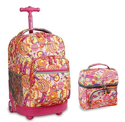 Women's TSA - Approved Luggage Locks in Rose Gold for Secure TravelJ World Combo Rolling Backpack & Lunch Bag Back To School Bundle Set Sunrise / Corey, Pink Paisley Women's TSA - Approved Luggage Locks in Rose Gold for Secure TravelJ World Combo Rolling Backpack & Lunch Bag Back To School Bundle Set Sunrise / Corey, Pink Paisley