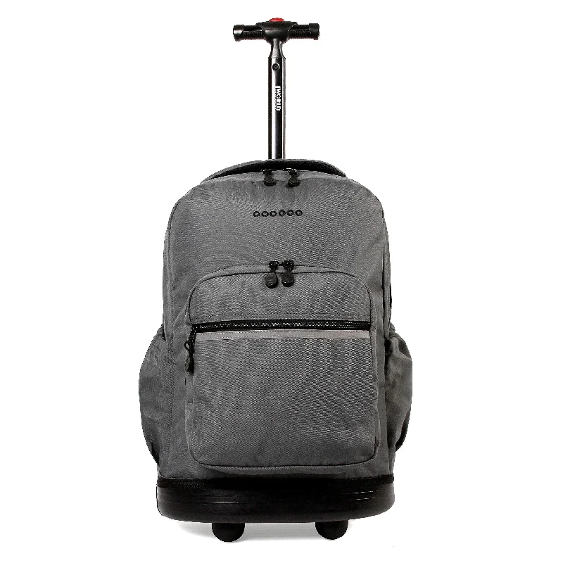 Travel Bag ID Card Holders in Clear Vinyl with LanyardsJ World New York Sunrise 18-inch Rolling Backpack - Grey Solid Polyester
