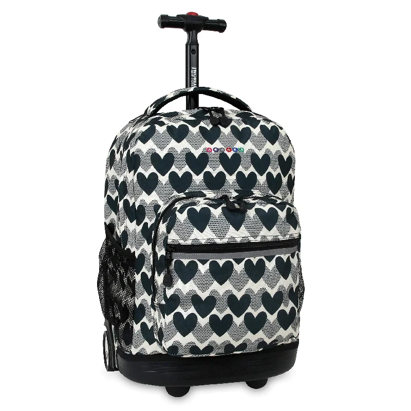 Travel Jewelry Organizers in Velvet with Multiple Compartments in PurpleJ World New York Sunrise 18-inch Rolling Backpack - Heart Dot Black Designer Print Polyester Checkpoint-Friendly Adjustable Strap Lined Water Resistant