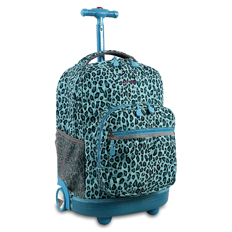 Compression Packing Cubes in Black and White for Saving Luggage SpaceJ World New York Sunrise Rolling Backpack - Mint Leopard Green Polyester Checkpoint-Friendly Adjustable Strap Lined Water Resistant Compression Packing Cubes in Black and White for Saving Luggage SpaceJ World New York Sunrise Rolling Backpack - Mint Leopard Green Polyester Checkpoint-Friendly Adjustable Strap Lined Water Resistant