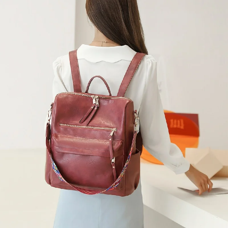 Women's Travel - Friendly Backpack Rain Covers in Transparent MaterialMultipurpose Design Fashion Backpack, PU Leather Travel Bag Women's Travel - Friendly Backpack Rain Covers in Transparent MaterialMultipurpose Design Fashion Backpack, PU Leather Travel Bag