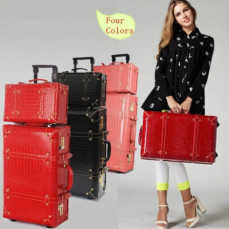 Women's Travel - Friendly Backpack Rain Covers in Transparent MaterialNew Arrival!Women Retro Travel Luggage Bag Set,13 22 24Inch Pu Leather Trolley Luggage Sets,High