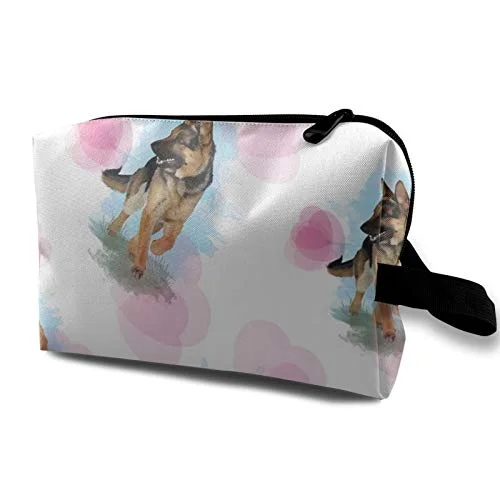 Expandable Travel Toiletry Bags in Clear Plastic for Easy Airport ScreeningNiYoung Unisex Printed Travel Makeup Bag Light Travelling Cosmetic Bag, German Shepherd Dog Lovers Pouch Purse Handbag with Zipper