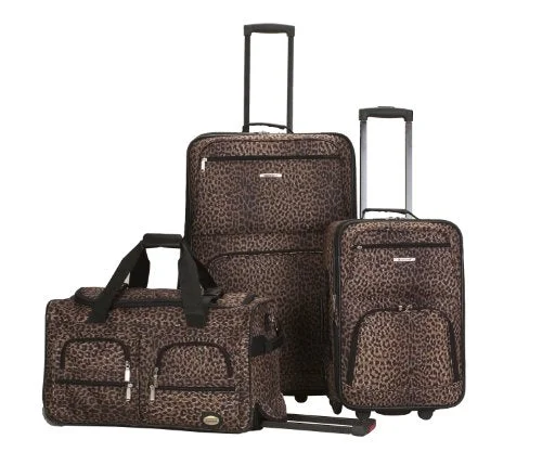 Women's Travel Makeup Bags with Mirror in Pink and BlackRockland Luggage 3 Piece Printed Luggage Set, Leopard, Medium Women's Travel Makeup Bags with Mirror in Pink and BlackRockland Luggage 3 Piece Printed Luggage Set, Leopard, Medium