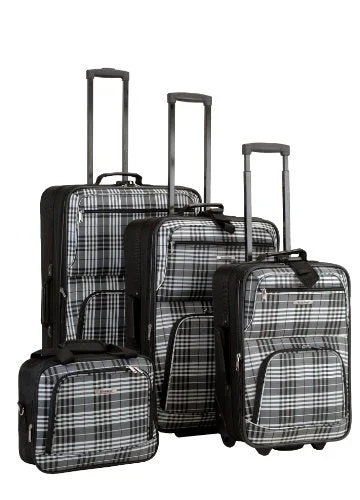 Foldable Travel Laundry Bags in Floral Print for Keeping Clothes OrganizedRockland Luggage 4 Piece Luggage Set, Black Plaid, One Size