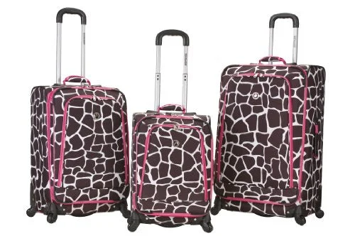 Travel Bag ID Card Holders in Clear Vinyl with LanyardsRockland Luggage Fusion 3 Piece Luggage Set, Pink Giraffe, Medium Travel Bag ID Card Holders in Clear Vinyl with LanyardsRockland Luggage Fusion 3 Piece Luggage Set, Pink Giraffe, Medium