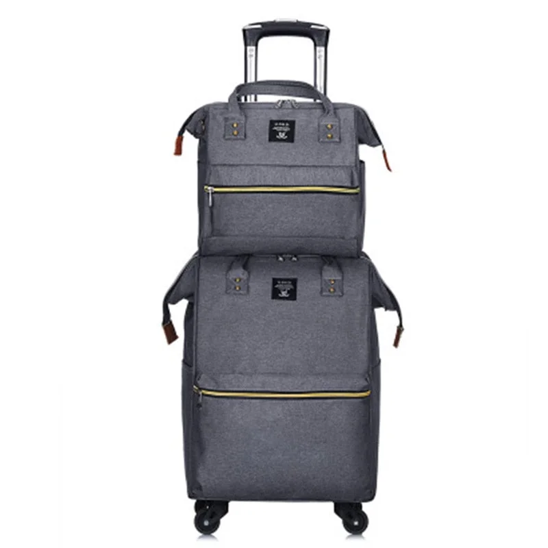 Anti - Theft Crossbody Travel Bags with RFID Protection in Gray for City TripsSet Luggage Portable Trolley Travel Backpack Trolley Bag Women Fashion Lightweight Large Capacity