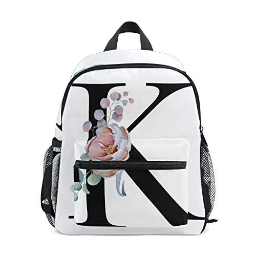 Women's Travel - Friendly Backpack Rain Covers in Transparent MaterialToprint Kid Backpack Floral Monogram K Letter Shoulder Travel School Bag for Boy Girl Kids