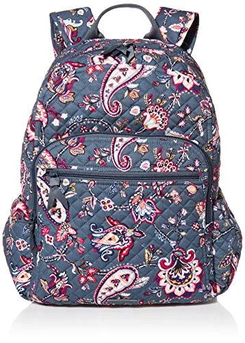 Travel Bag ID Card Holders in Clear Vinyl with LanyardsVera Bradley Women's Signature Cotton Campus Backpack, Felicity Paisley, One Size