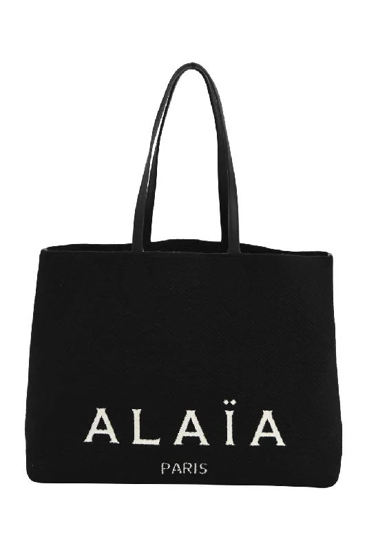 Medium - Sized Canvas Tote Bag in Navy Blue with Striped Pattern for a Nautical - Inspired Look[WB5830] Alaïa | Tote Bag