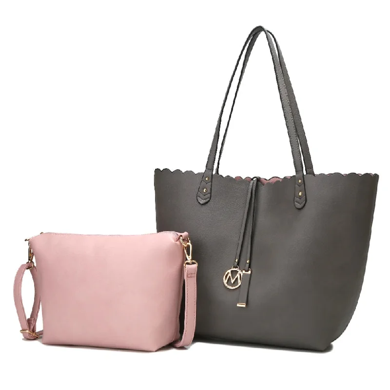 Embroidered Tote Bag in Beige with Floral Motifs for a Boho - Chic VibeAmahia Vegan Leather Women’s Reversible Shopper Tote Bag with Crossbody Pouch by Mia K Embroidered Tote Bag in Beige with Floral Motifs for a Boho - Chic VibeAmahia Vegan Leather Women’s Reversible Shopper Tote Bag with Crossbody Pouch by Mia K