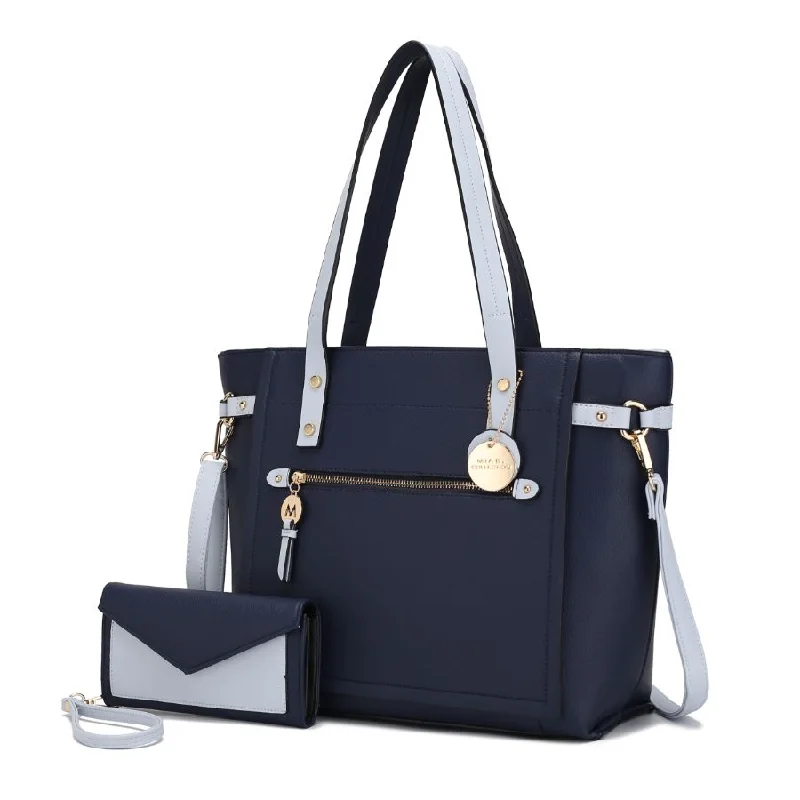Women's Tote Bag with Inner Compartments in Gray for Organizing Everyday EssentialsAndrys Vegan Leather Tote Handbag - 2 Pieces Women's Tote Bag with Inner Compartments in Gray for Organizing Everyday EssentialsAndrys Vegan Leather Tote Handbag - 2 Pieces