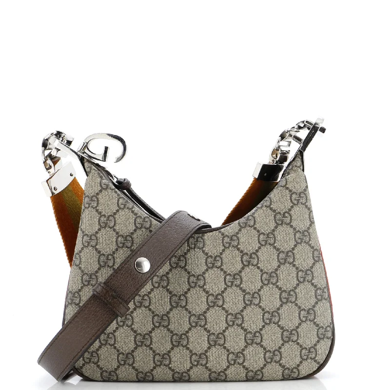 Women's Shoulder Bag with Faux Fur Strap in White for Winter StyleAttache Shoulder Bag GG Coated Canvas Small