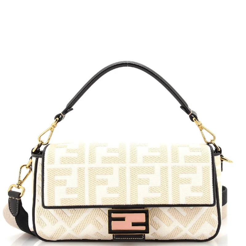 Quilted Shoulder Bag in Cream for a Classic and Elegant LookBaguette NM Bag Zucca Embroidered Canvas Medium Quilted Shoulder Bag in Cream for a Classic and Elegant LookBaguette NM Bag Zucca Embroidered Canvas Medium