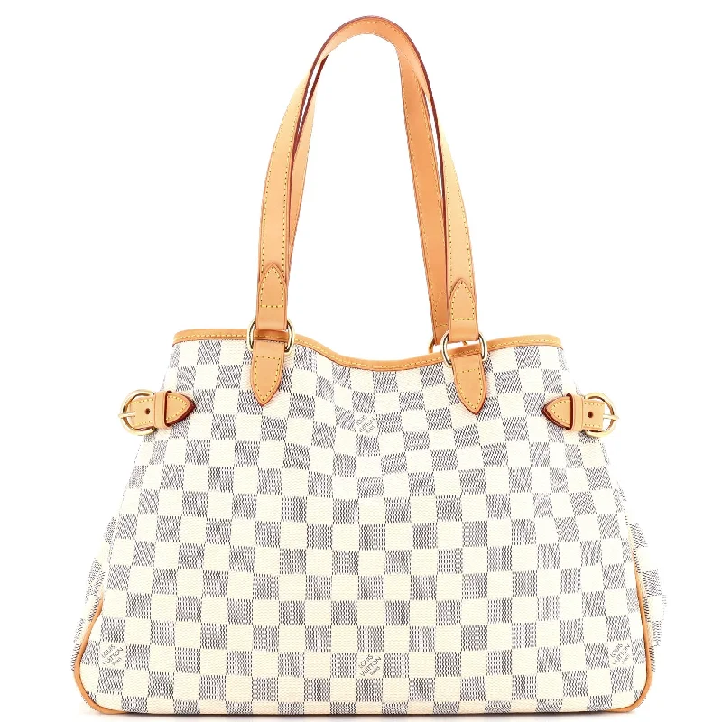 Vegan Leather Shoulder Bag in Gray for Ethical Fashion LoversBatignolles Handbag Damier Horizontal Vegan Leather Shoulder Bag in Gray for Ethical Fashion LoversBatignolles Handbag Damier Horizontal