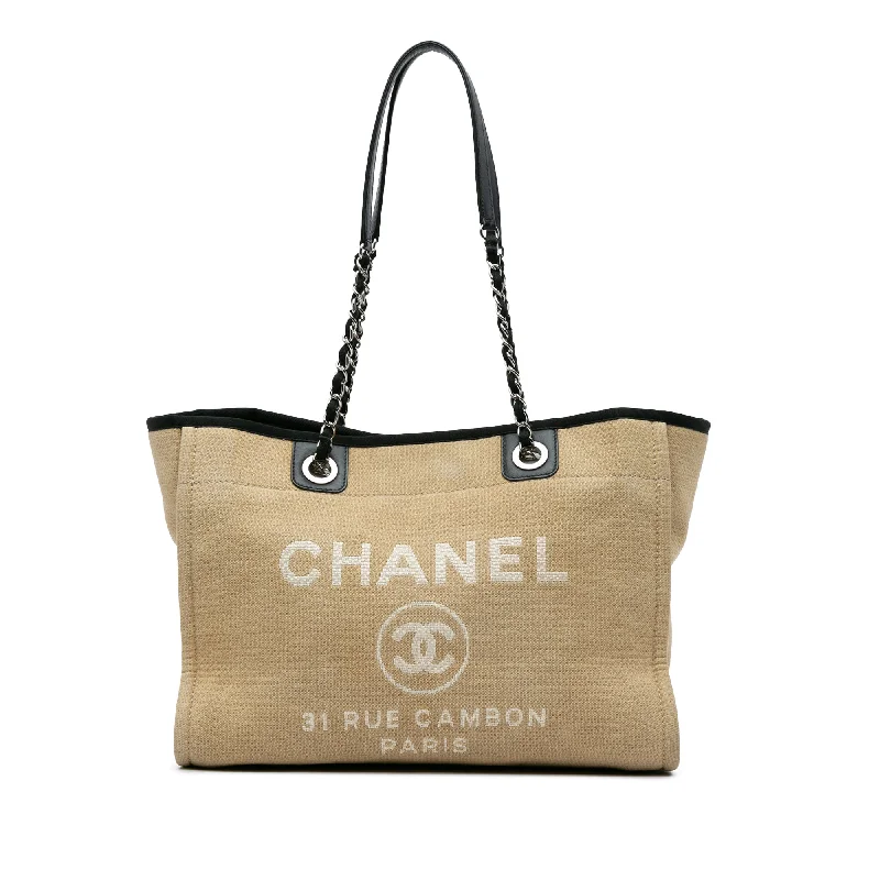 Quilted Tote Bag in Cream with Silver Hardware for a Classic and Sophisticated StyleBeige Chanel Small Canvas Deauville Tote Quilted Tote Bag in Cream with Silver Hardware for a Classic and Sophisticated StyleBeige Chanel Small Canvas Deauville Tote