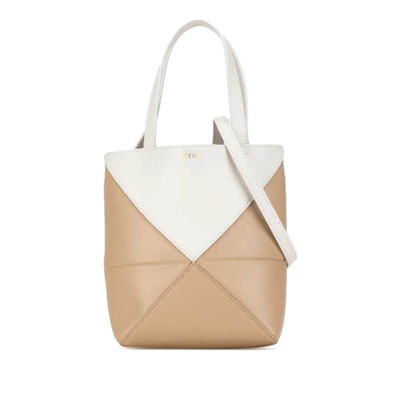 Large Capacity Genuine Leather Women's Tote Bag in Black for Work and CommutingBeige LOEWE Mini Bicolor Puzzle Fold Tote Satchel Large Capacity Genuine Leather Women's Tote Bag in Black for Work and CommutingBeige LOEWE Mini Bicolor Puzzle Fold Tote Satchel