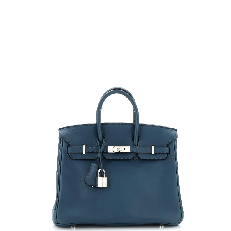 Embroidered Denim Shoulder Bag in Blue for a Vintage VibeBirkin Handbag Bleu De Malte Swift with Palladium Hardware 25 Embroidered Denim Shoulder Bag in Blue for a Vintage VibeBirkin Handbag Bleu De Malte Swift with Palladium Hardware 25