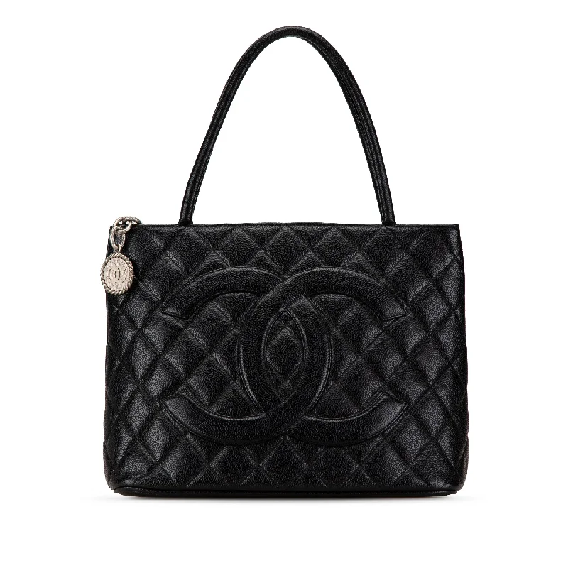 Faux Fur - Trimmed Tote Bag in White for a Cozy Winter LookBlack Chanel Caviar Medallion Tote Faux Fur - Trimmed Tote Bag in White for a Cozy Winter LookBlack Chanel Caviar Medallion Tote