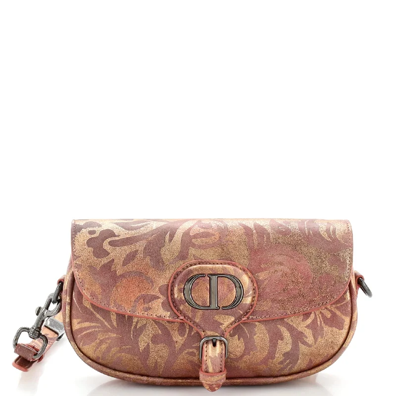 Crossbody Shoulder Bag in Black Leather with Gold Hardware for Night OutsBobby Flap Bag Floral Print Metallic Leather East West Crossbody Shoulder Bag in Black Leather with Gold Hardware for Night OutsBobby Flap Bag Floral Print Metallic Leather East West