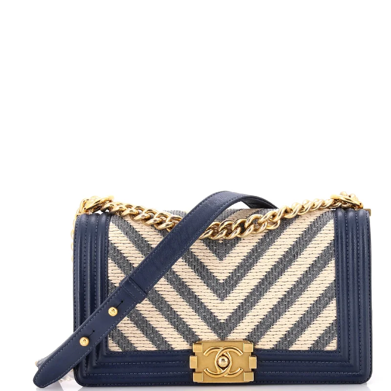 Women's Canvas Shoulder Bag in Navy with Striped Pattern for Beach TripsQuilted Shoulder Bag in Cream for a Classic and Elegant LookBoy Flap Bag Braided Chevron Cording and Calfskin Old Medium Women's Canvas Shoulder Bag in Navy with Striped Pattern for Beach TripsQuilted Shoulder Bag in Cream for a Classic and Elegant LookBoy Flap Bag Braided Chevron Cording and Calfskin Old Medium