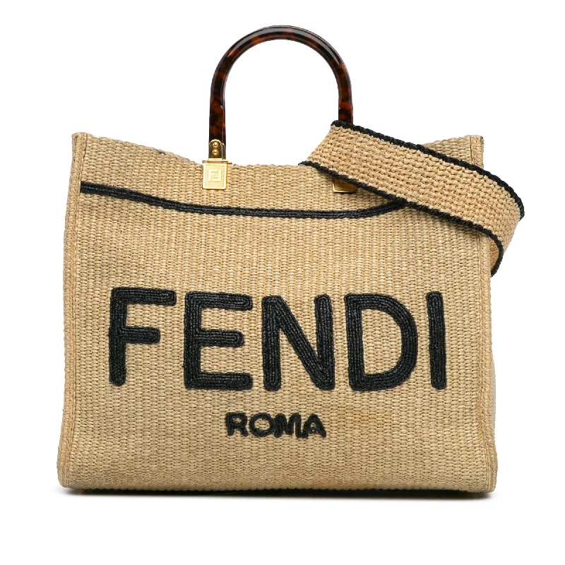 Women's Tote Bag with Inner Compartments in Gray for Organizing Everyday EssentialsBrown Fendi Medium Sunshine Raffia Tote Satchel Women's Tote Bag with Inner Compartments in Gray for Organizing Everyday EssentialsBrown Fendi Medium Sunshine Raffia Tote Satchel