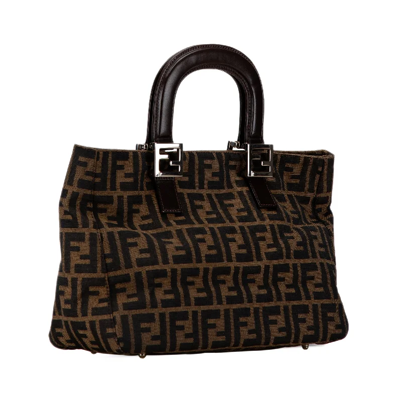Metallic Tote Bag in Rose Gold with Chain Handles for a Glamorous Night OutBrown Fendi Zucca Canvas Twins Tote Metallic Tote Bag in Rose Gold with Chain Handles for a Glamorous Night OutBrown Fendi Zucca Canvas Twins Tote