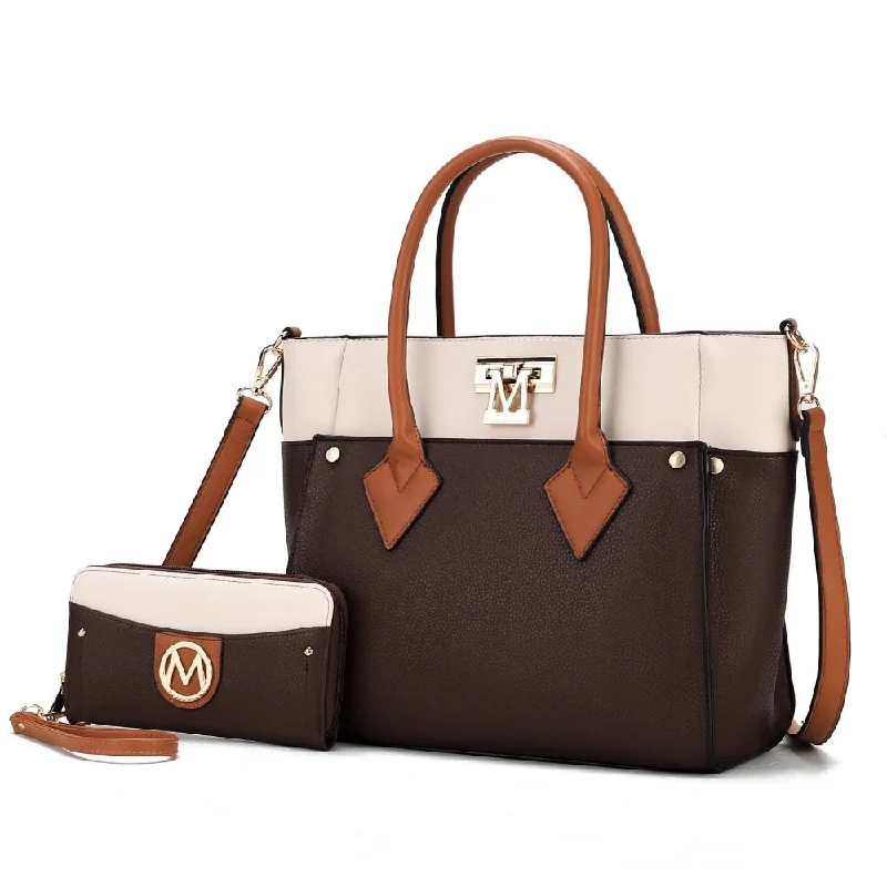 Women's Tote Bag with Magnetic Closure in Orange for Easy Access on the GoBrynlee Color-Block Vegan Leather Women’s Tote Bag with Wallet– 2 pieces Women's Tote Bag with Magnetic Closure in Orange for Easy Access on the GoBrynlee Color-Block Vegan Leather Women’s Tote Bag with Wallet– 2 pieces