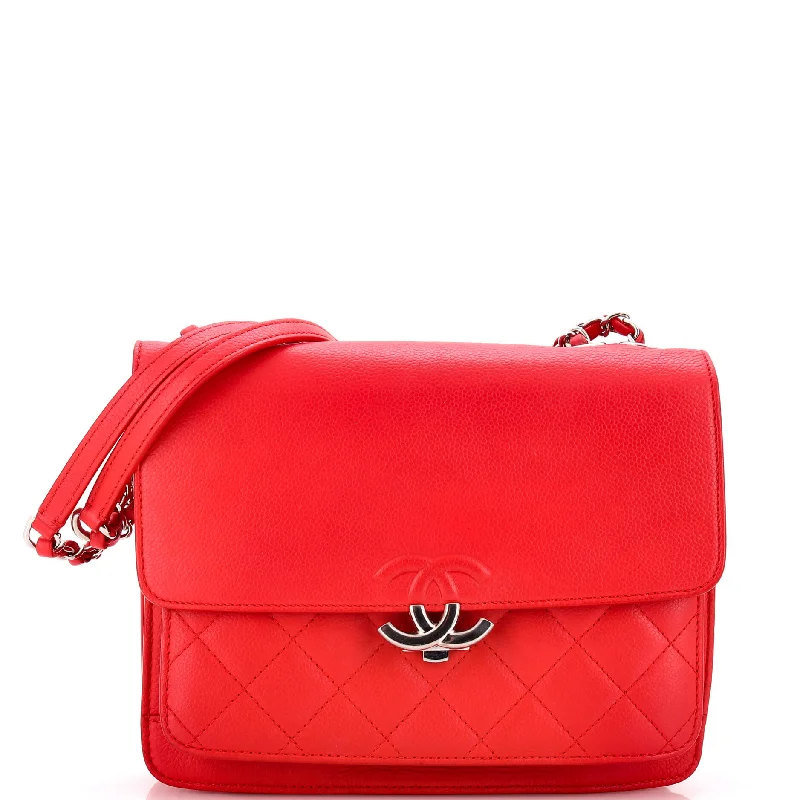 CC Box Flap Bag Quilted Caviar Small