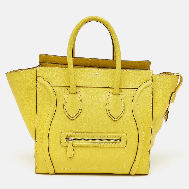 Women's Tote Bag with Magnetic Closure in Orange for Easy Access on the GoCeline Yellow Leather Mini Luggage Tote Women's Tote Bag with Magnetic Closure in Orange for Easy Access on the GoCeline Yellow Leather Mini Luggage Tote