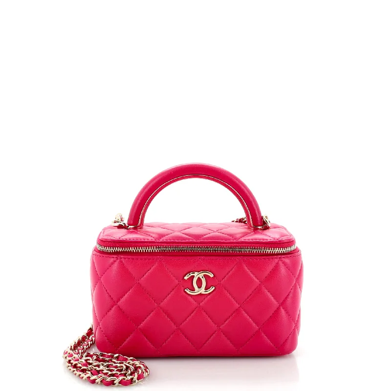 Printed Silk Shoulder Bag in Red for a Pop of ColorCharming Handle Vanity Case with Chain Quilted Lambskin Small Printed Silk Shoulder Bag in Red for a Pop of ColorCharming Handle Vanity Case with Chain Quilted Lambskin Small