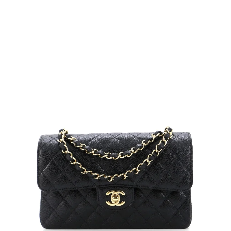 Shoulder Bag with Chain Strap in Silver for a Trendy AppearanceClassic Double Flap Bag Quilted Caviar Small Shoulder Bag with Chain Strap in Silver for a Trendy AppearanceClassic Double Flap Bag Quilted Caviar Small