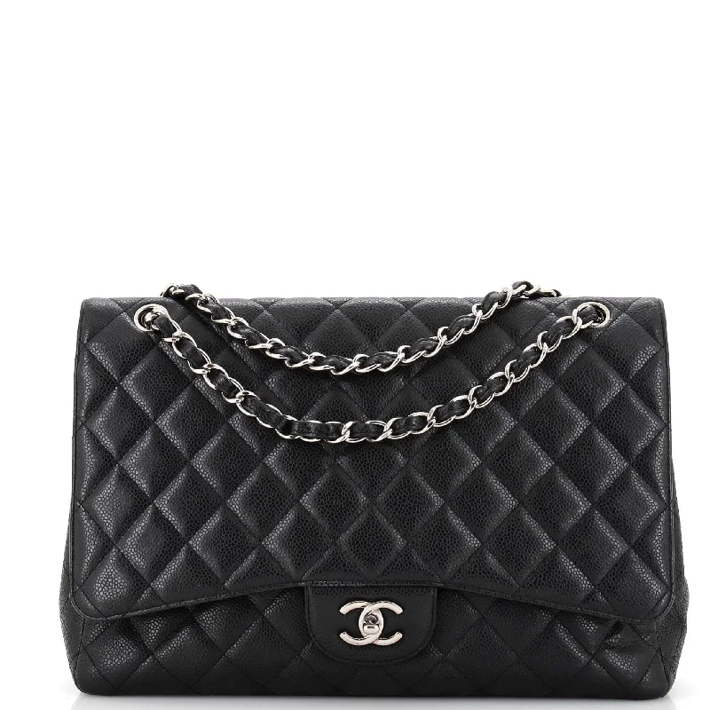 Metallic Shoulder Bag in Gold for Special OccasionsClassic Single Flap Bag Quilted Caviar Maxi