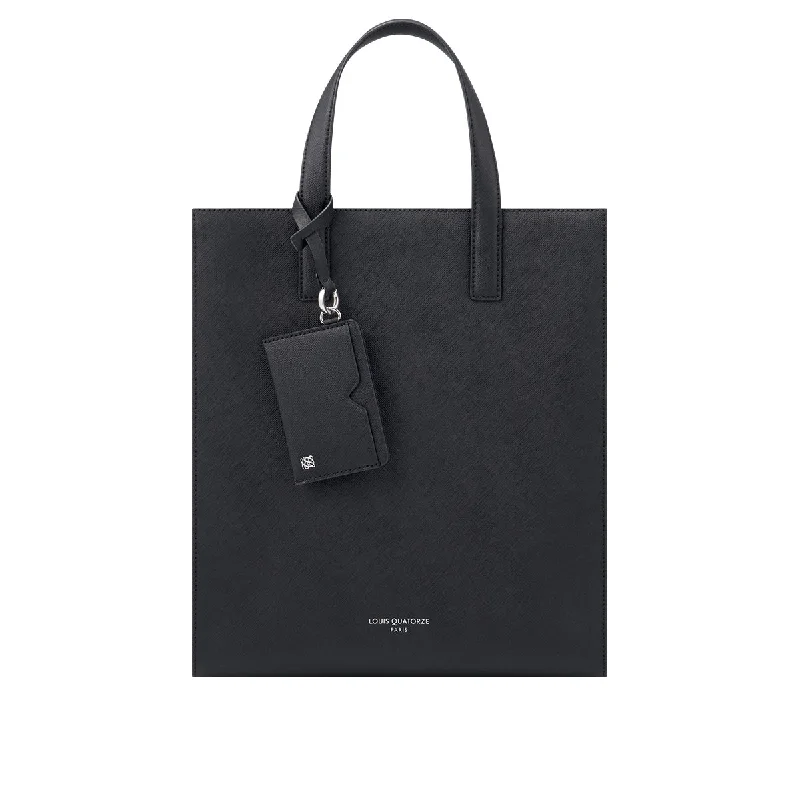 Tote Bag with RFID - Blocking Pocket in Black for Protecting Your Cards and InformationFormal Crossgrained Leather Tote bag with Cardholder