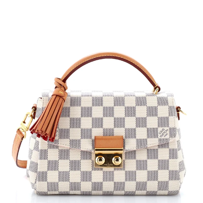 Crossbody Shoulder Bag in Black Leather with Gold Hardware for Night OutsCroisette Handbag Damier