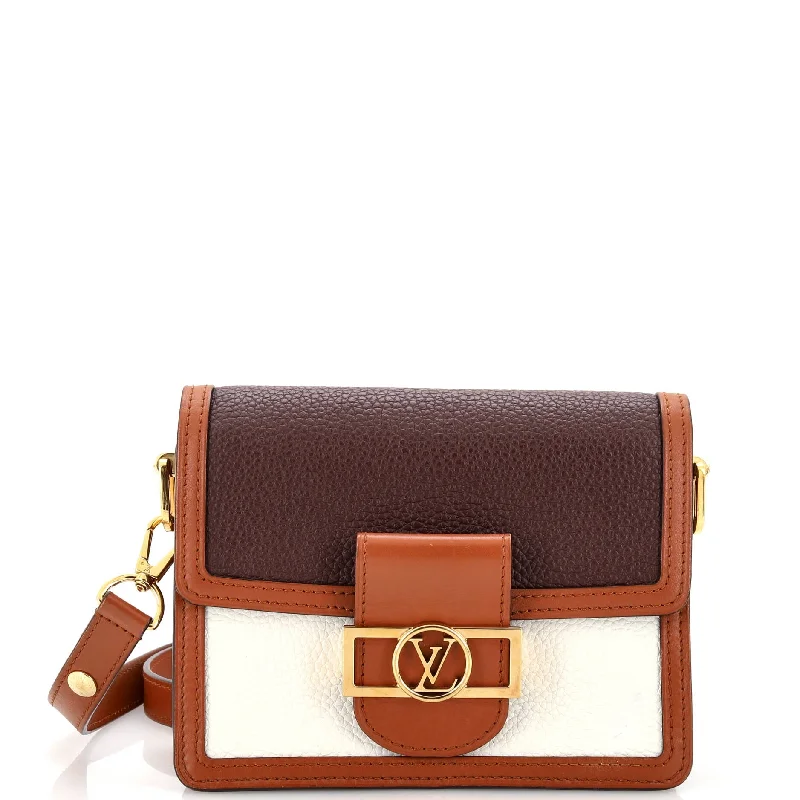 Women's Shoulder Bag with Floral Embroidery in Purple for Spring WalksDauphine Shoulder Bag Taurillon Leather Mini Women's Shoulder Bag with Floral Embroidery in Purple for Spring WalksDauphine Shoulder Bag Taurillon Leather Mini